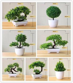 Artificial Plants Potted Bonsai Green Small Tree Plants Fake Flowers Potted Ornaments for Home Garden Decor  1