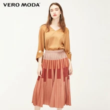 Vero Moda Женская Блестящая плиссированная юбка с цветными блоками | 319116531