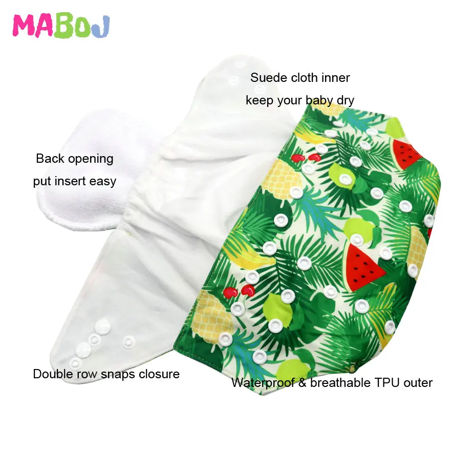 MABOJ Cloth Diapers Baby 9pcs Pocket Cloth Diaper One Size Reusable Washable Nappies Character Unisex Baby Care Pants Insert