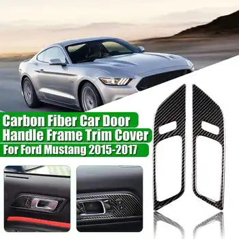 

Audew 2pcs Carbon Fiber Car Door Handle Frame Trim Cover For FordMustang 15-17