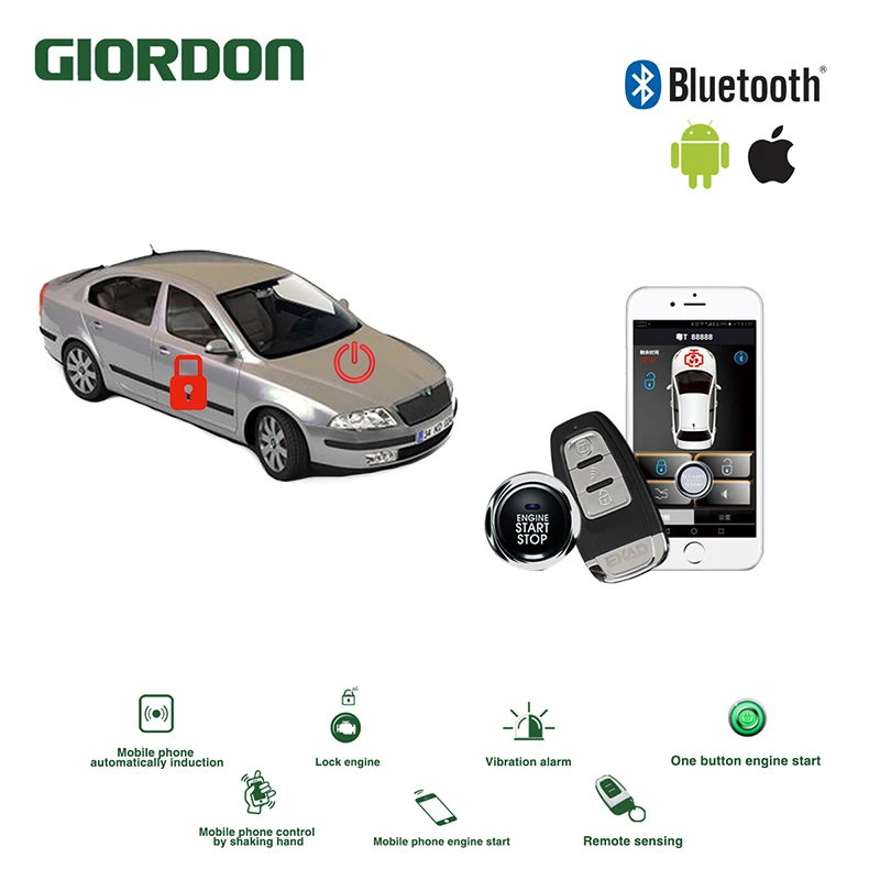 

Universal Keyless Entry PKE Comfort System Android APP Phone Car Alarm Boost Remote Start Car Engine 913