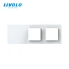 Livolo White  Pearl Crystal Glass,222mm*80mm, EU standard,2Gang &2 Frame Glass Panel,C7-C2/SR/SR-11(4 Colors),only panel,no logo ► Photo 3/5