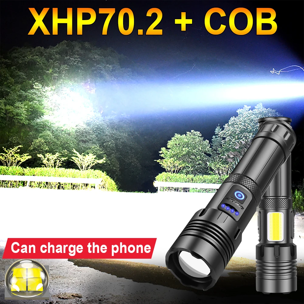 

High Power Led Flashlights XHP70.2 Rechargeable Tactical Flashlight Torch 18650 XHP50 Powerful Flash Light Usb Dynamo Flashlight