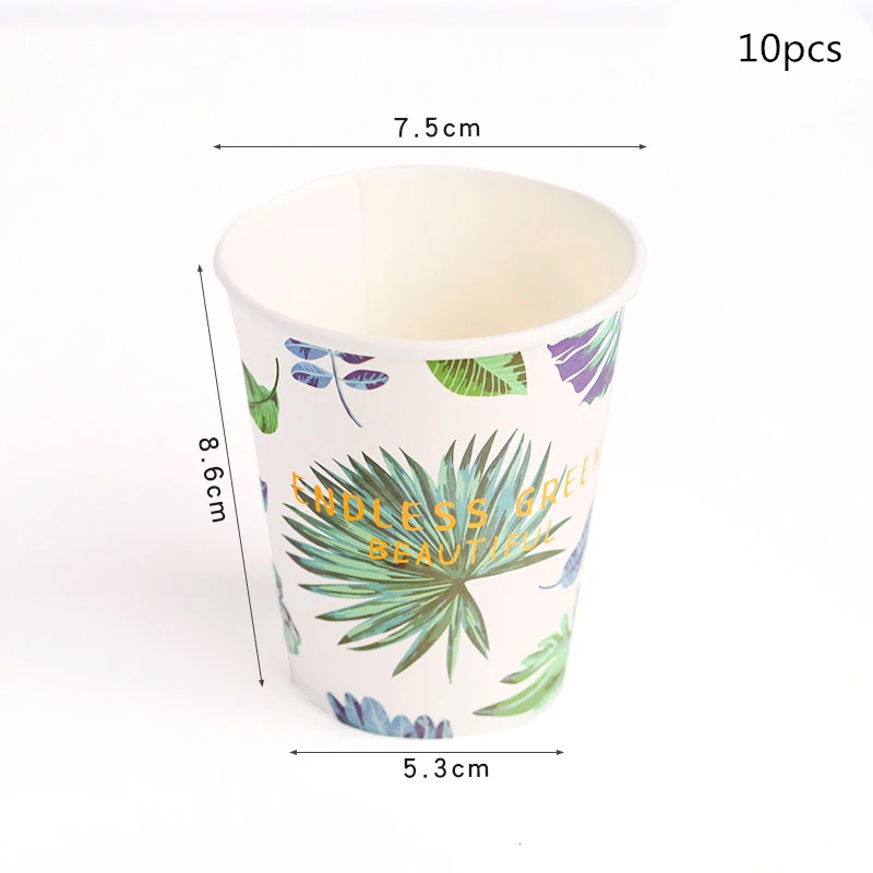 Тропическим принтом Фламинго одноразовые тарелки Гавайи участник Luau Декор Для летних вечеринок набор одноразовой посуды товары для дня рождения - Цвет: Cup 10pcs