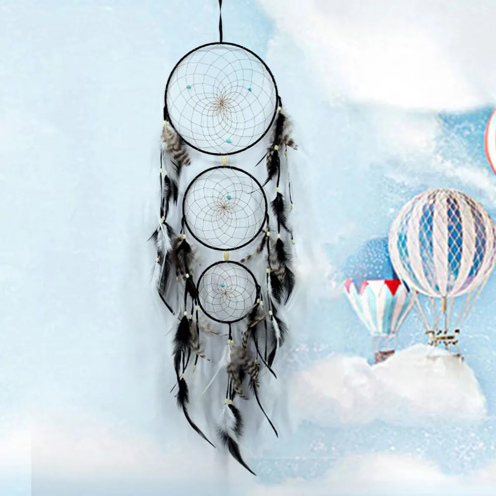 Creative Feather Crafts Dream Catcher Wind Chimes Handmade Dreamcatcher Net With Feather Beads For Wall Hanging Car Home Decor