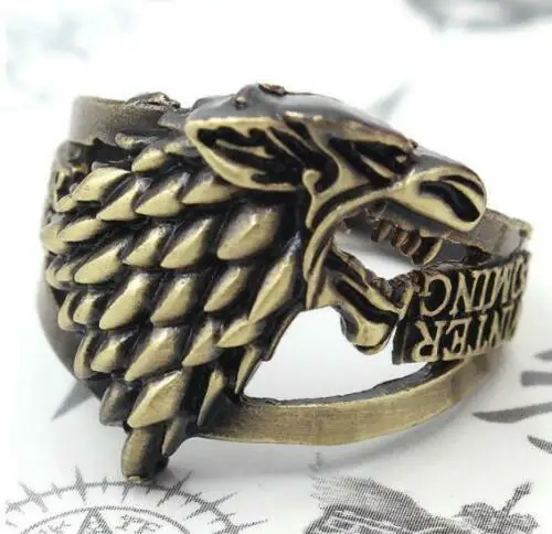 

Game of thrones Vintage Stark Wolf Ring Bronze Ring Jewelry Halloween Party Fans Gift