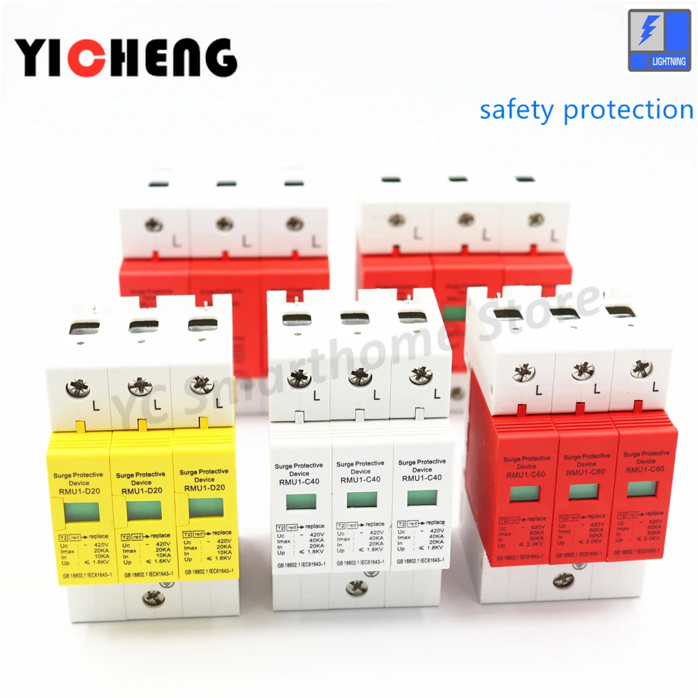 Устройство защиты от перенапряжения SPD 3P 10KA ~ 20KA/20KA 40KA/30KA 60KA/ AC420 AC500V AC800V DC1000V