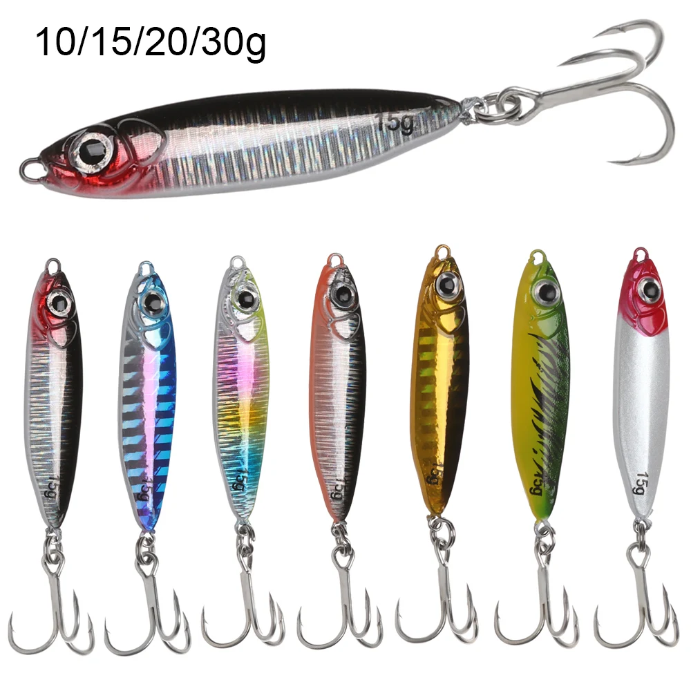 10/15/20/30g Jig Shone Hard Spinning Bait Feather Metal Jigger Fishing