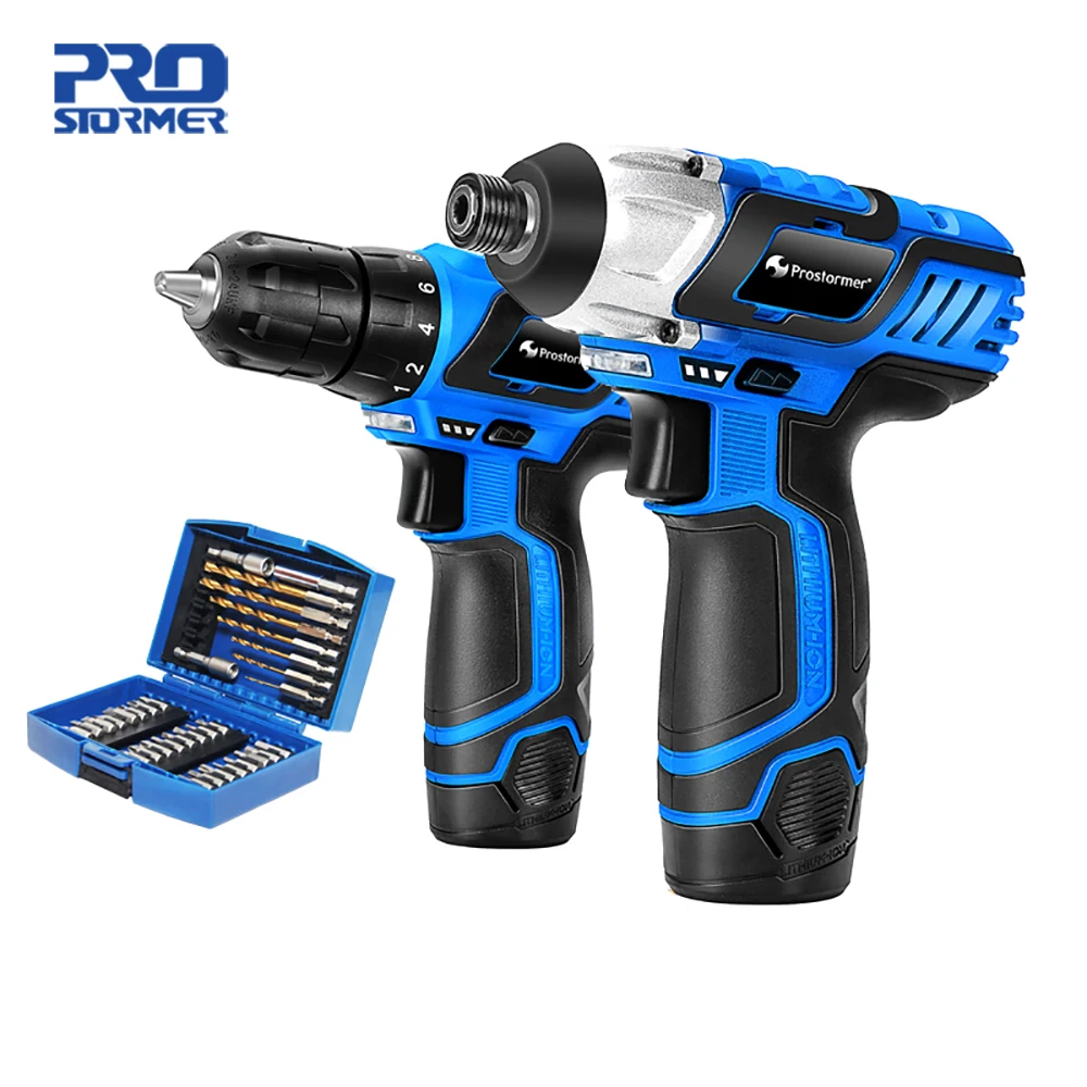 

PROSTORMER 12V Electric Cordless Screwdriver Drill 100NM Torque Electric Drilling Machine Mini Hand Drill Wireless Power Tool