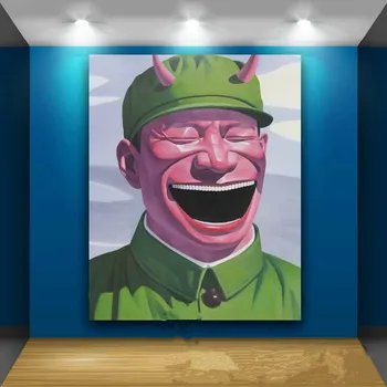 

Yue Minjun Laugh Tideway Street Art Spoof Military Uniform Personality Abstract Frameless Draw Home Living Room Wall Decor M3791