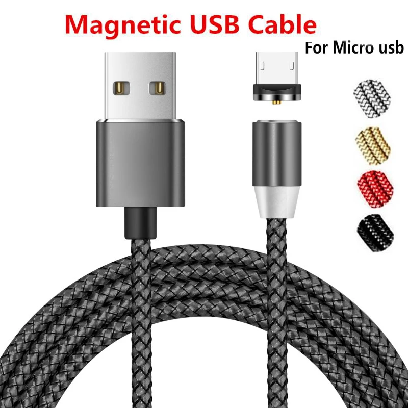Магнитный Micro USB кабель 5 В 2 4 А нейлоновый зарядный для Xiaomi Redmi 3 S 4A 4X Note Samsung S3 S4 S5 S6