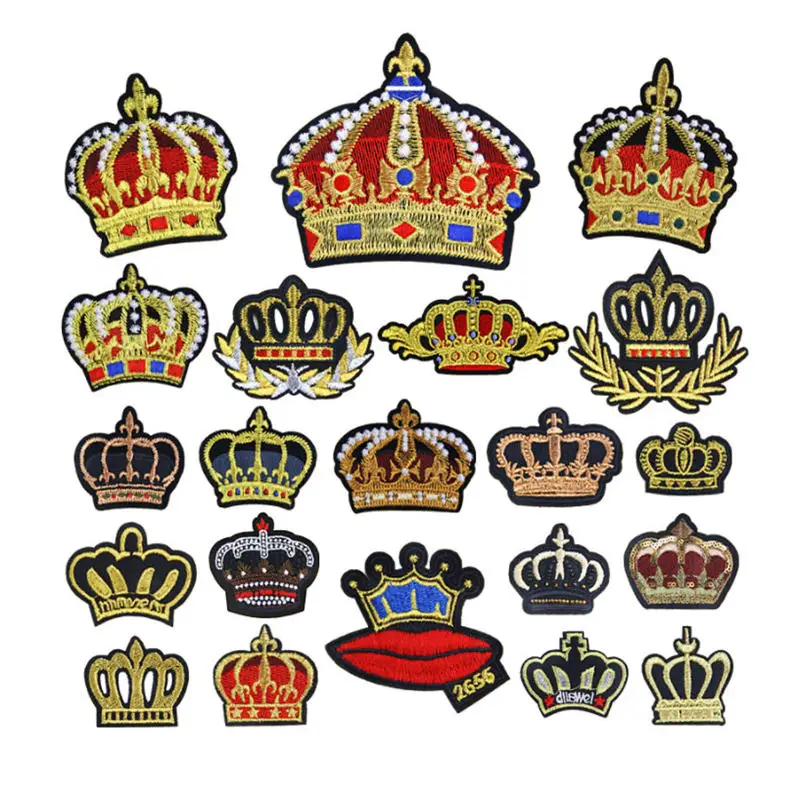 

21Pcs/Pack Crown Patch Iron On Embroidered Paste For Clothing Helmet For Baby Kid Hat Jacket Appliques Stickers T-shirt Badge