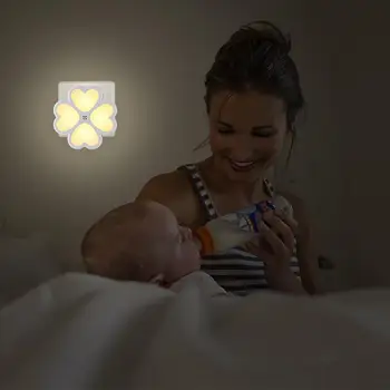 

DSstyles 4Pcs LED Intelligent Flower Shape Light Control Night Light for Bedside Children Kids Bedroom Sleeping Lamp