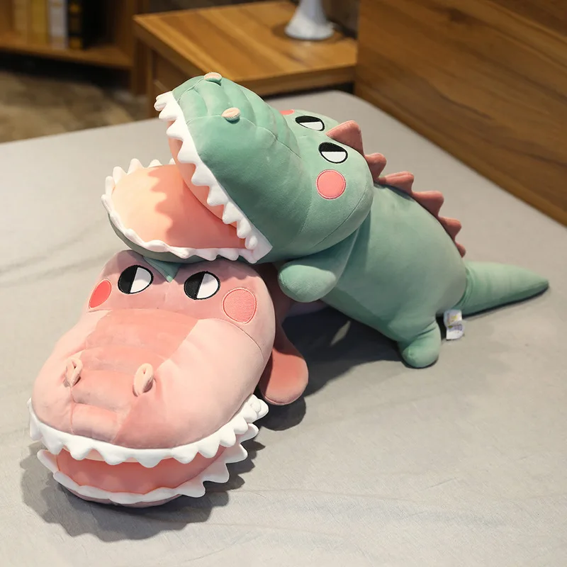 

Green Cartoon Crocodile Cute Lying Animal Plush Toy Stuffed Soft Doll Pink Sleeping Long Pillow Plush Toy Girls Boys Gift