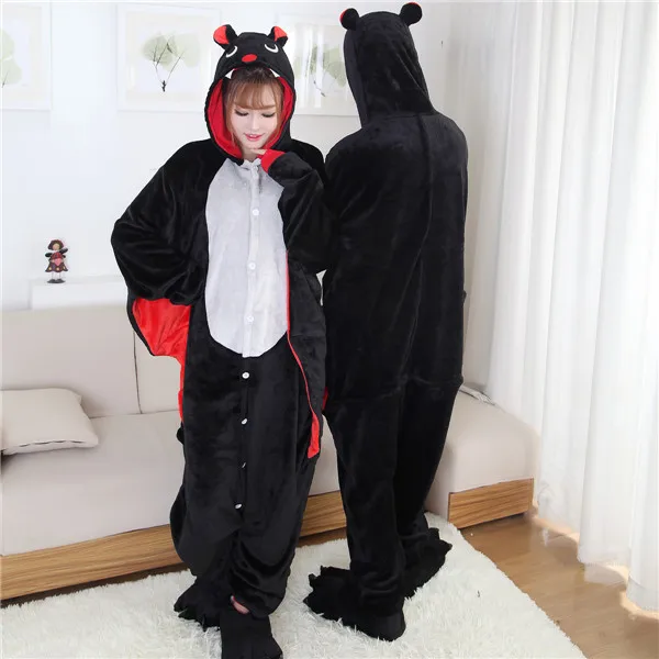 costume Фланелевая цельная Пижама для костюмированной вечеринки; костюм животного из мультфильма «Черная летучая мышь»; цельная Пижама; домашняя одежда - Цвет: costume