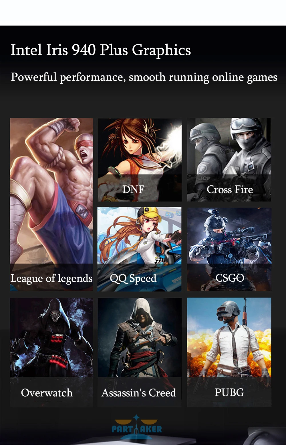 Elevate your gaming experience with Partaker Mini PC, featuring Intel Core i7 1065G7, i5 1035G4, 2 RAM Slots supporting up to 64GB DDR4 RAM, 2 HDMI2.0, 2 LAN, and 8 USB ports. Description Image.This Product Can Be Found With The Tag Names Barebone Mini PC, Computer Office, Mini pc