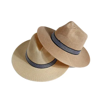 

Panama Hat Short Brim Fedora Hat British Straw Hat 2020 Plain Twill Billycock Summer Outdoor Windproof Hat