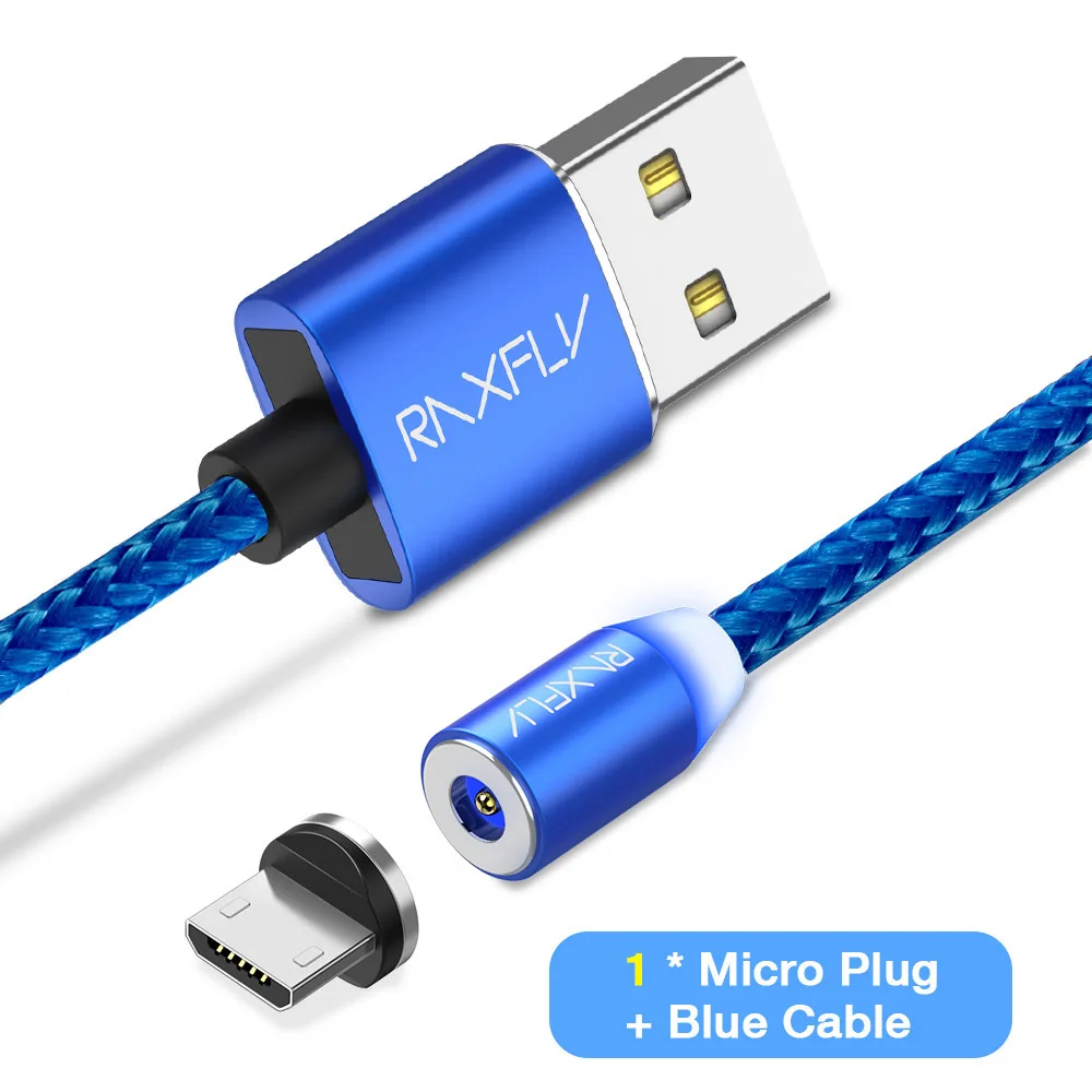 Raxfly микро ЮСБ Кабель 1М 2м Магнитный заряднеое устройство для Xiaomi Redmi Note 7 5 4X Магнитная Зарядка через usb кабель для samsung S6 S7 - Цвет: 1 Cable 1 Plug