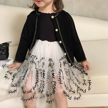 

2020 Girls Spring and Summer Dress Mesh Round Neck Long Sleeve Dress