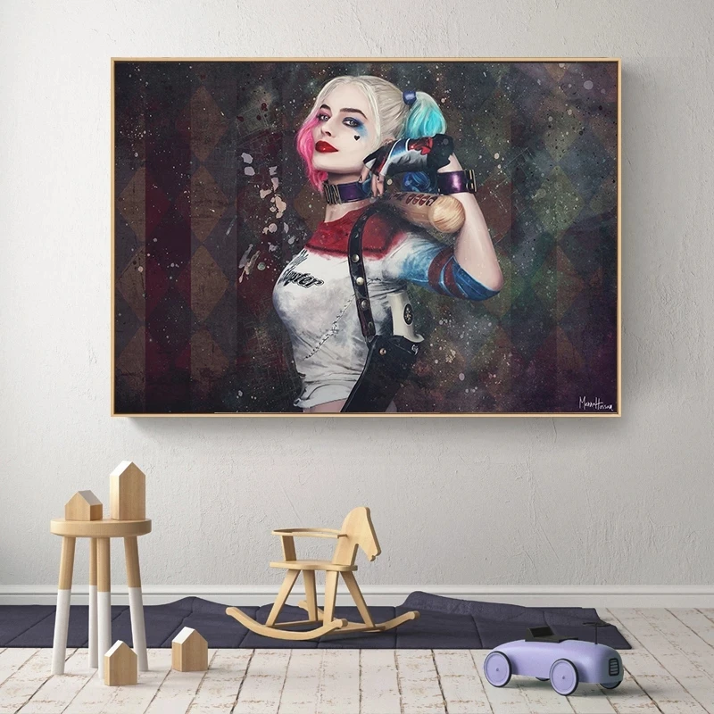 Отряд Самоубийц Harley Quinn украшение на стену живопись маслом холст печать кино плакат модульная Настенная