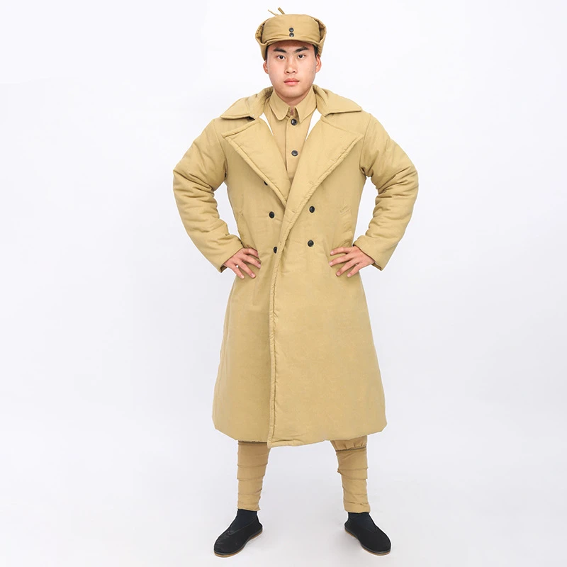 Overcoat yellow Китайская традиционная одежда, фильм и телевизионная драма, Красная армия, 8-й путь, армейская военная форма, комплект, костюмы для выступлений - Цвет: Overcoat yellow