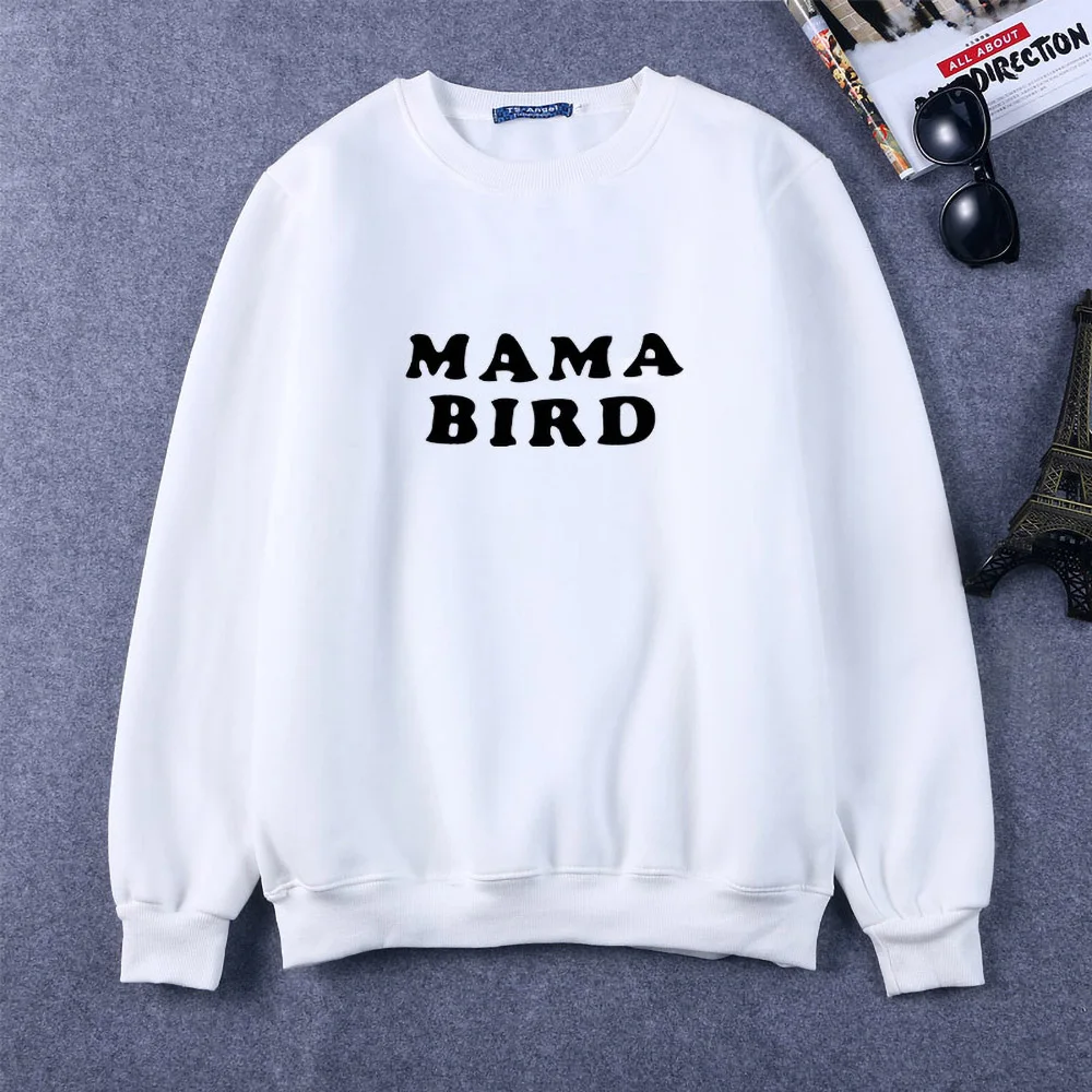 New MAMA BIRD Print Women Sweatshirts Cotton Casual coat for mom Funny Sweatshirts For Lady Girl pullovers Hipster Tumblr