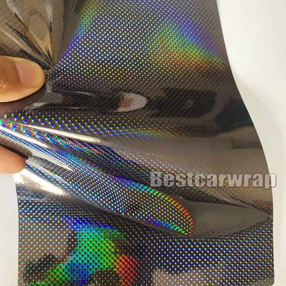 

black Rainbow Holographic Chrome Vinyl Film laser foil air release Vehicle Styling Laser hologram stickers PROTWRAPS 1,52x20m