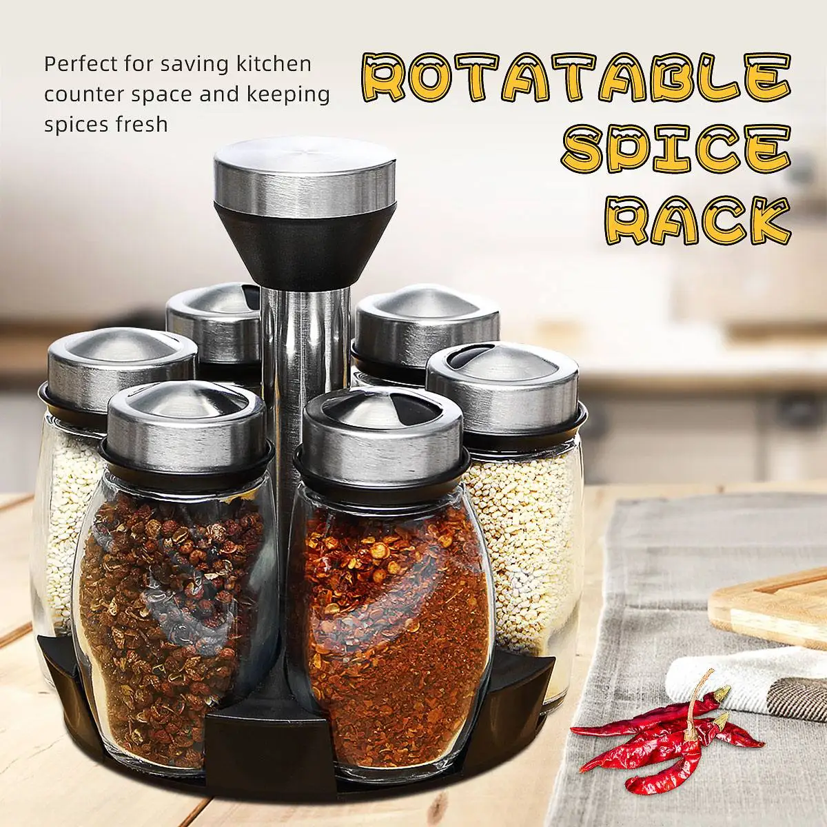 Space Saving Kitchen Spice Rack Stand Organizer Bottle Jar Holder