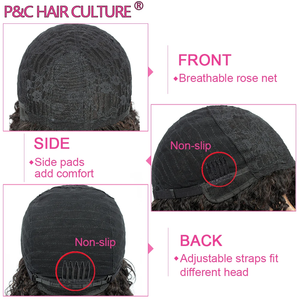 12” Short Hair Afro Kinky Curly Synthetic Wigs With Bangs For Black Women Ombre Blonde Red Glueles Cosplay Wig Perruque Courte