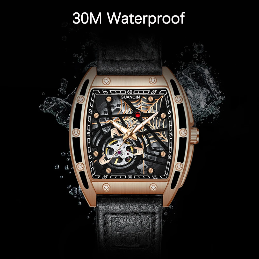 GUANQIN Men Mechanical Automatic Wristwatches Watch Skeleton Luxury Japan Movement Sapphire Waterproof Watches for Men Replica