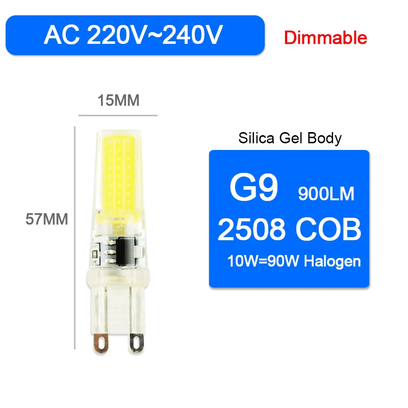 GreenEye светодиодный G9 G4 лампочка AC/DC 12 В 220 В 3W 6 Вт 10 Вт COB SMD СВЕТОДИОДНЫЙ G4 G9 Лампа с регулируемой яркостью Замена галогенного прожектора люстра - Испускаемый цвет: 10W COB 220V G9