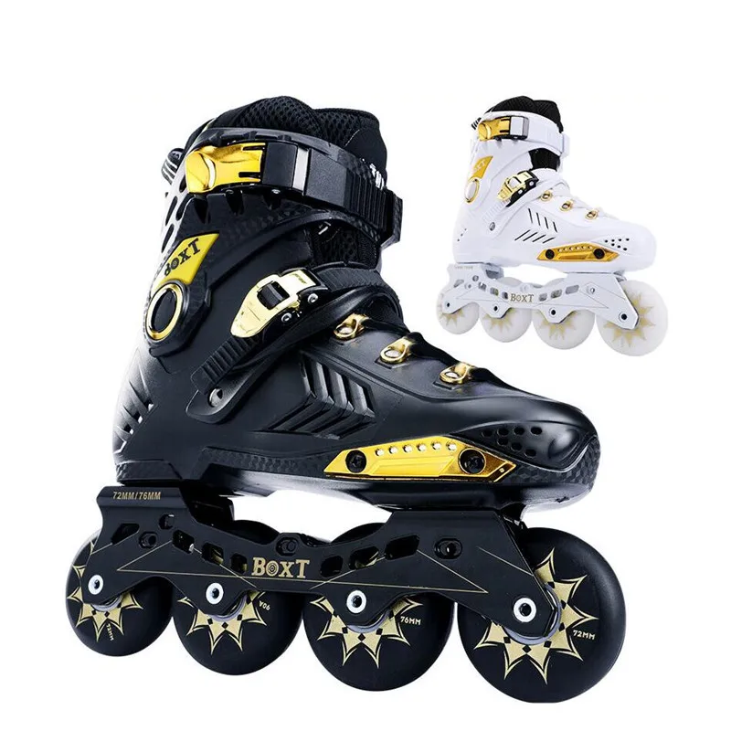 

New Arrival BOXT LED Shine Students Skates Shoes 90A 76mm 80mm Slalom Skating Patines Boys Girls Inline Roller White Black Gold