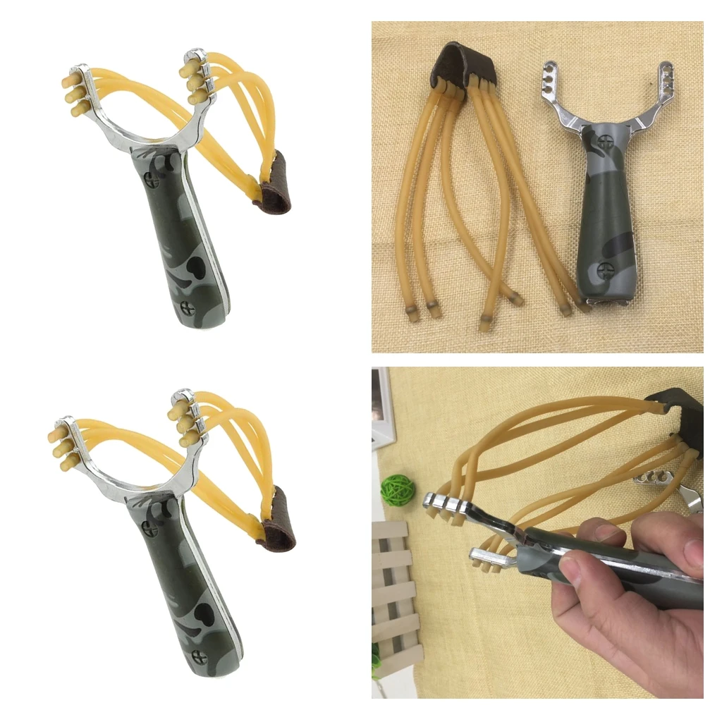 2pc Outdoor Slingshot Wooden Handle High Velocity Game Playing Tools Camo