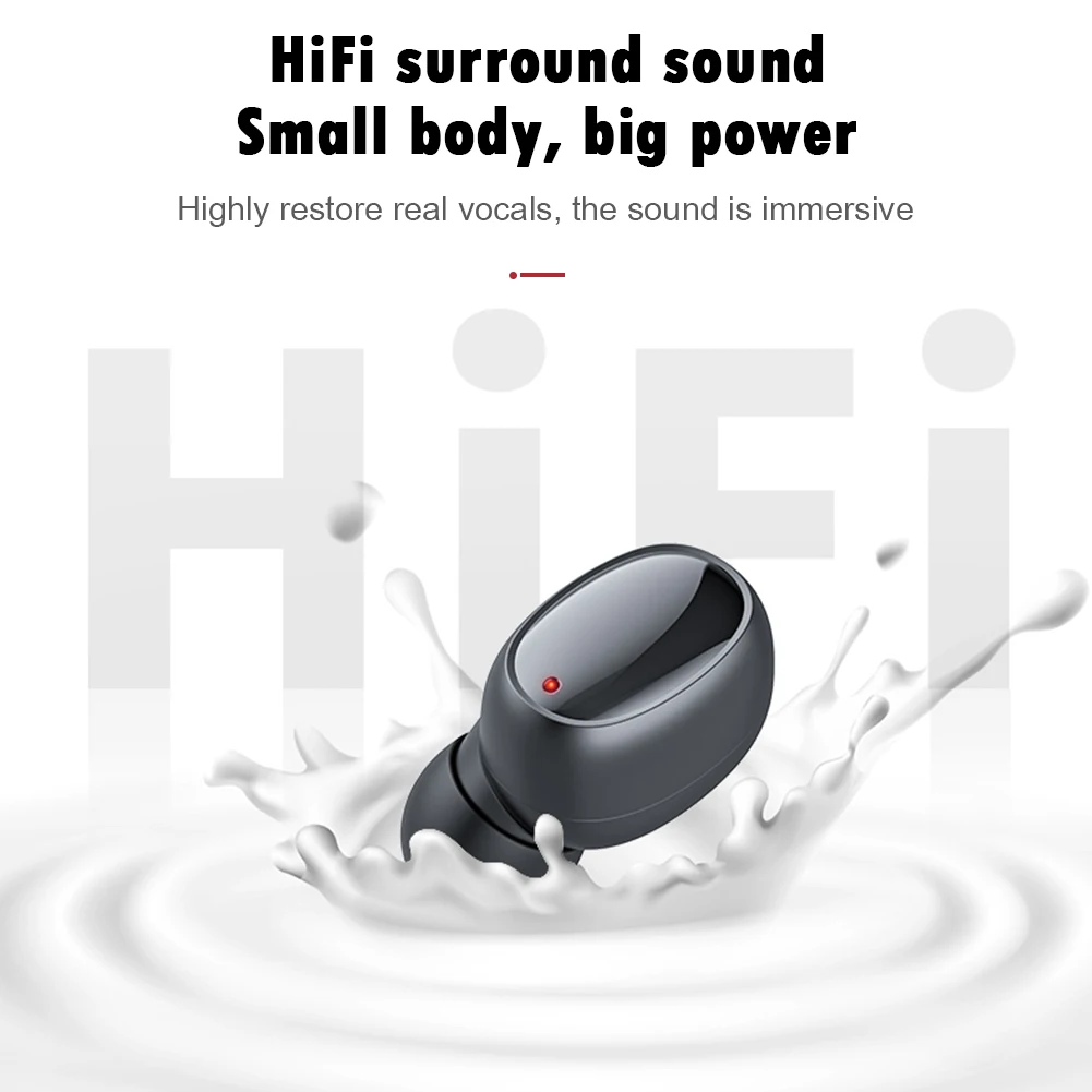 Mini Headphone Sport Headset with Charging Box TWS Earbuds Bluetooth In ear Headphones with Digital Display Charging Case