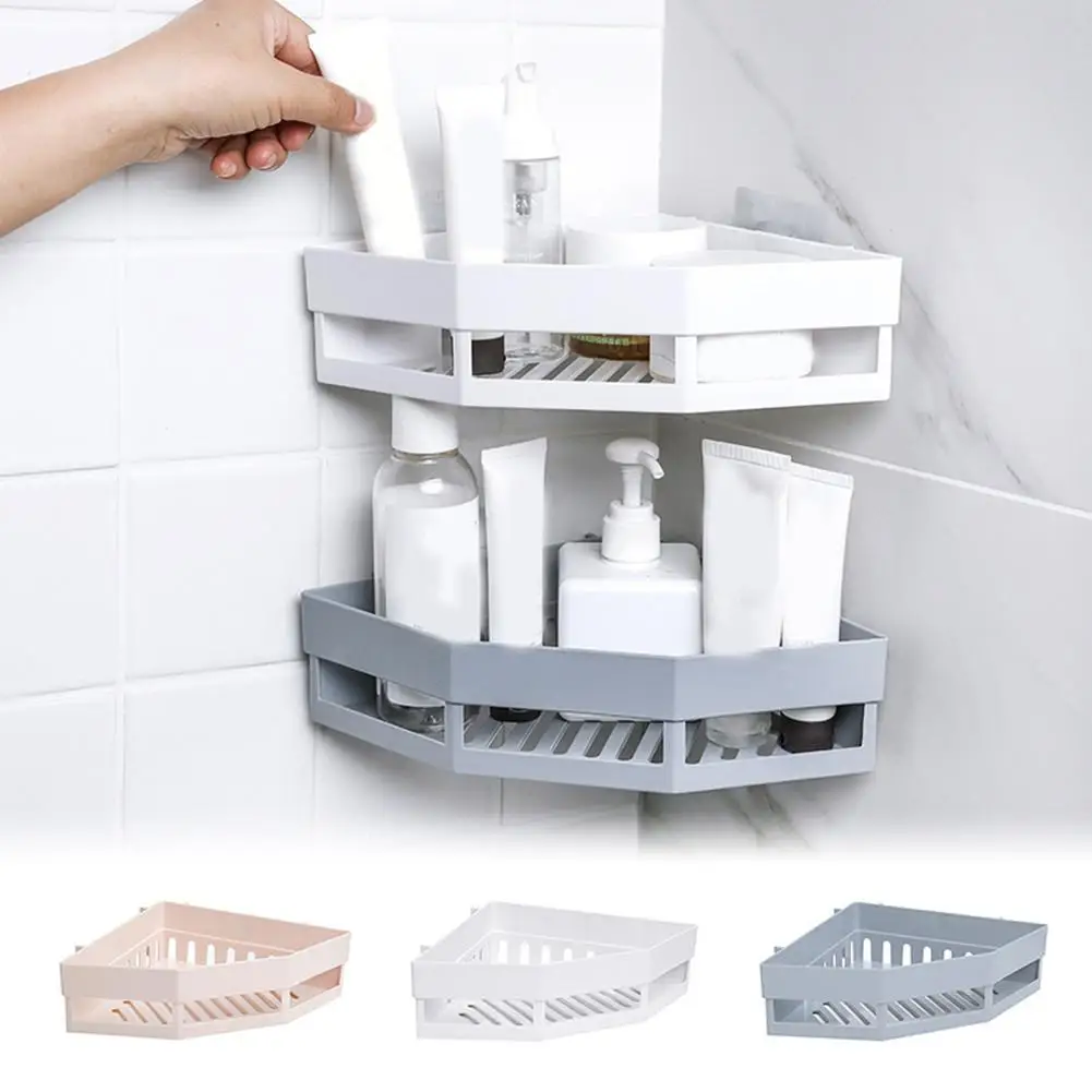 Corner Storage Holder Shelves Bathroom Triangular Shower Shelf Corner Bath Storage Holder Organizer Rack Suction Cup Design