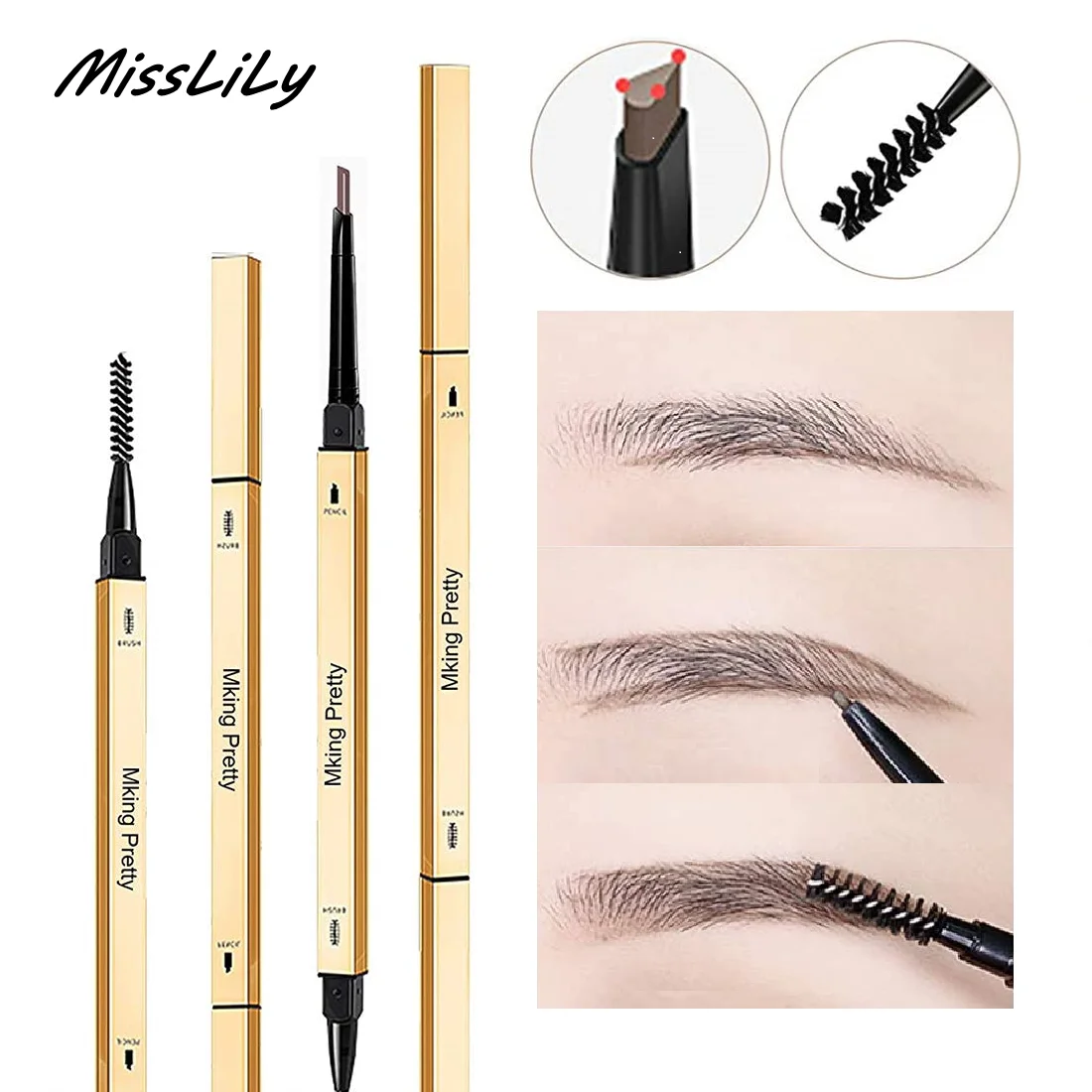 Double Head Eyebrow Pencil Long Lasting Waterproof 5 Colors Ultra Fine Triangle Eye Brow Pen Tint Mascara Enhance Cosmetics | Красота и
