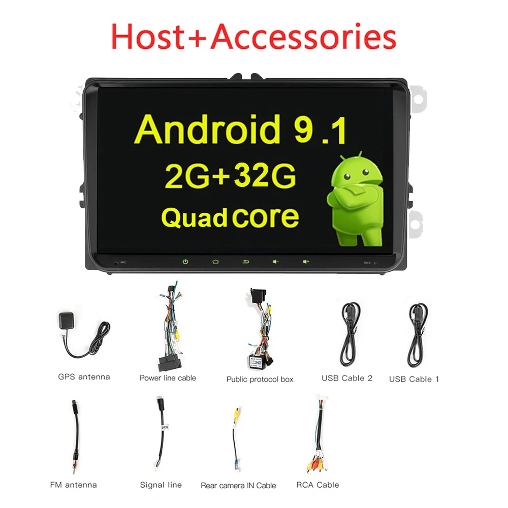 Radio 2 32G NoCam Android 9,1 2Din автомобильный мультимедийный плеер Автомобильный для VW/Volkswagen/Golf/Polo/Tiguan/Passat/b7/b6/SEAT/leon/Skoda gps Navi - Цвет: Radio 2 32G NoCam