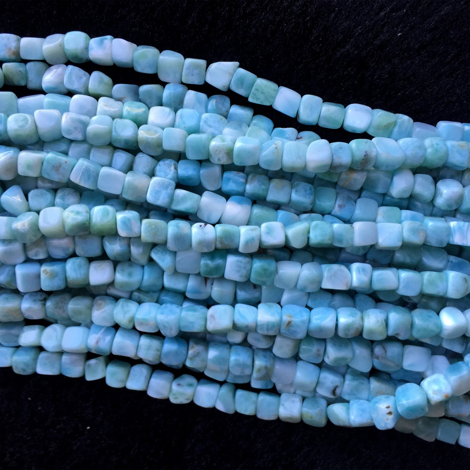 Natural Genuine Dominica Blue Larimar Cube Nugget Free Form Fillet Irregular Pebble Loose Beads