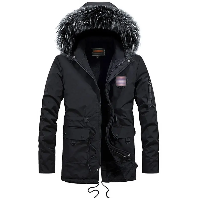 

New Design 2019 Plus size S-4XL Long Winter Men Jacket With Fur Hood Men's Clothing Casual Jackets Thickening Parkas Male Coat
