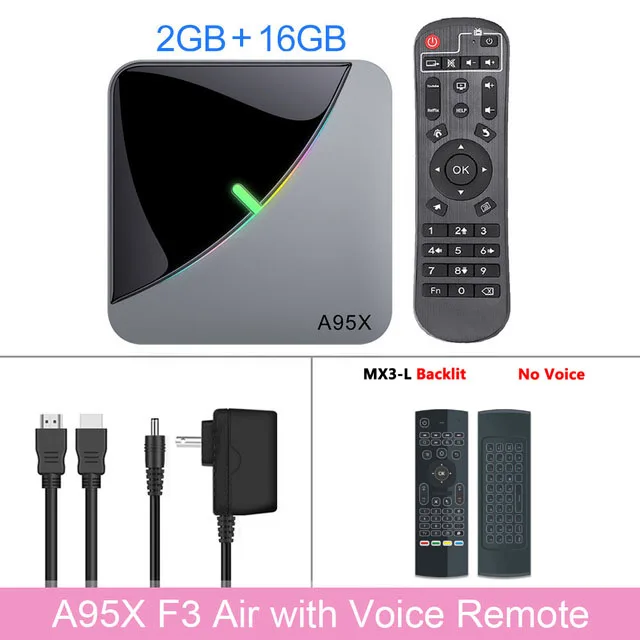 A95X F3 Air 4 Гб 64 Гб RGB светильник Smart tv box Android 9,0 google tv box Amlogic S905X3 Wifi 4K 60fps Netflix Youtube медиаплеер - Цвет: 2GB 16GB MX3B