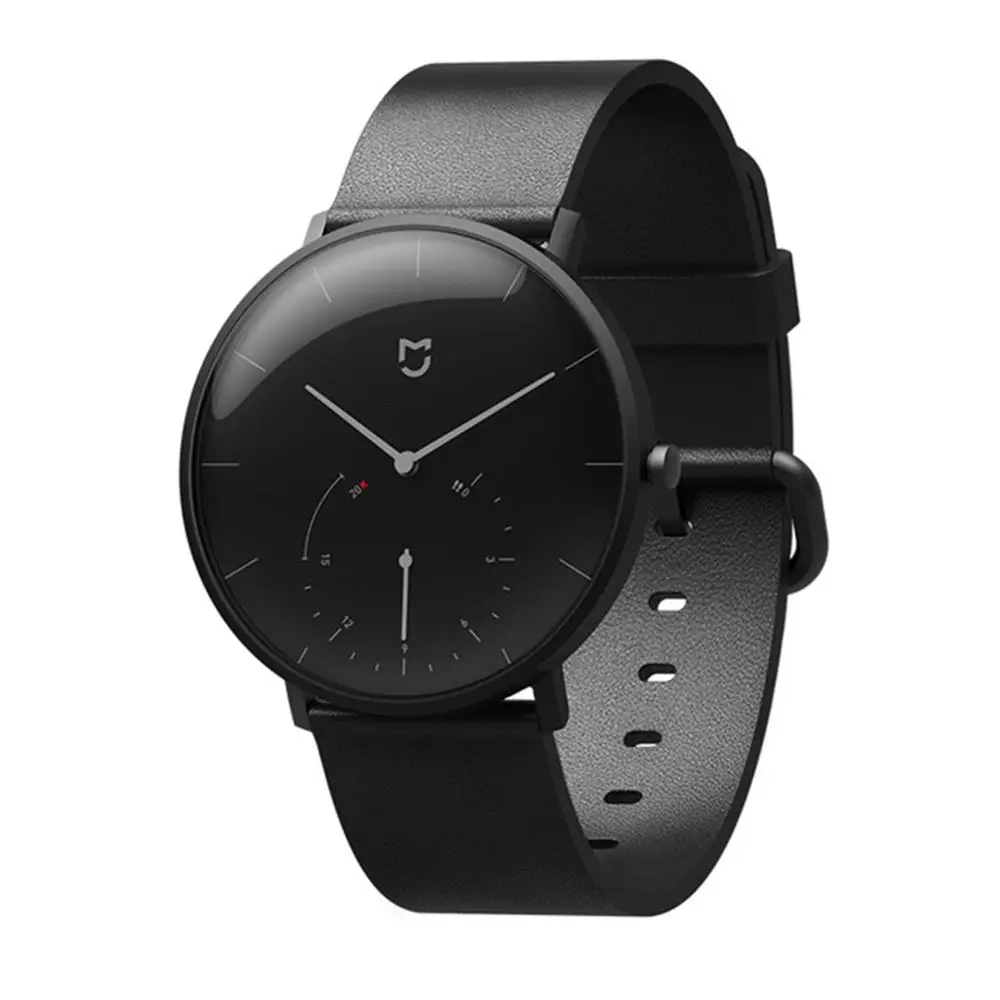 Xiaomi Mijia SYB01 кварцевые часы кожаный ремешок 3ATM водонепроницаемый двойной циферблат Bluetooth сенсор шагомер унисекс Смарт часы - Цвет: A