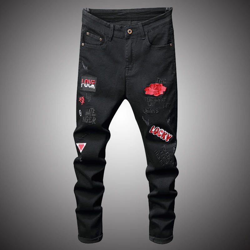 black jeans with rose