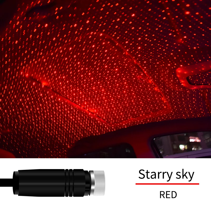 Автомобильный удобный Usb звездный потолочный светильник с лазерной проекцией, декоративный светильник для автомобиля, светодиодная атмосферная крыша, полная звезд, интерьер комнаты, дом - Испускаемый цвет: Red