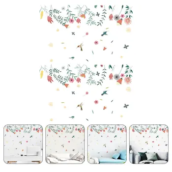 

2 Sets Decorative Wall Stickers Flower and Bird Wall Decals PVC Stickers