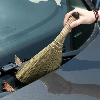 

Handmade Broom with Solid Wood Handle Retro Nature No Static Electricity Sweeping Broom Sofa, Car