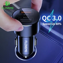 FLOVEME QC3.0 USB Автомобильное зарядное устройство 18 Вт Быстрая зарядка для iPhone Xiaomi Dual USB прикуриватель супер быстрое автомобильное зарядное устройство для мобильного телефона