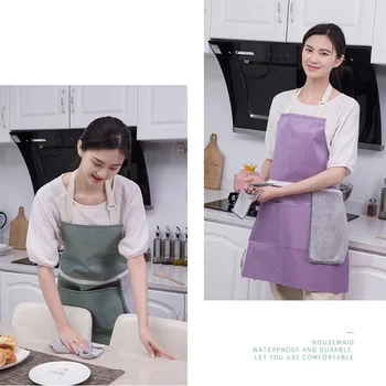 

Women Apron with Removable Rag Kit Large Pocket Adjustable Buckle Kitchen Tool TB Sale