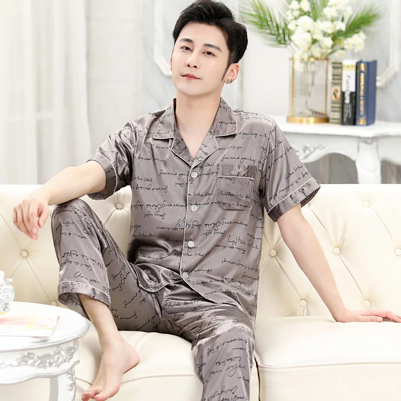 3xl Luxury Pajamas Mens Designer Pajamas Set Sleepwear Silk Pajamas for Men Nightgown Home Soft Cozy Short Sleeve Sleep Tops mens loungewear sets Pajama Sets