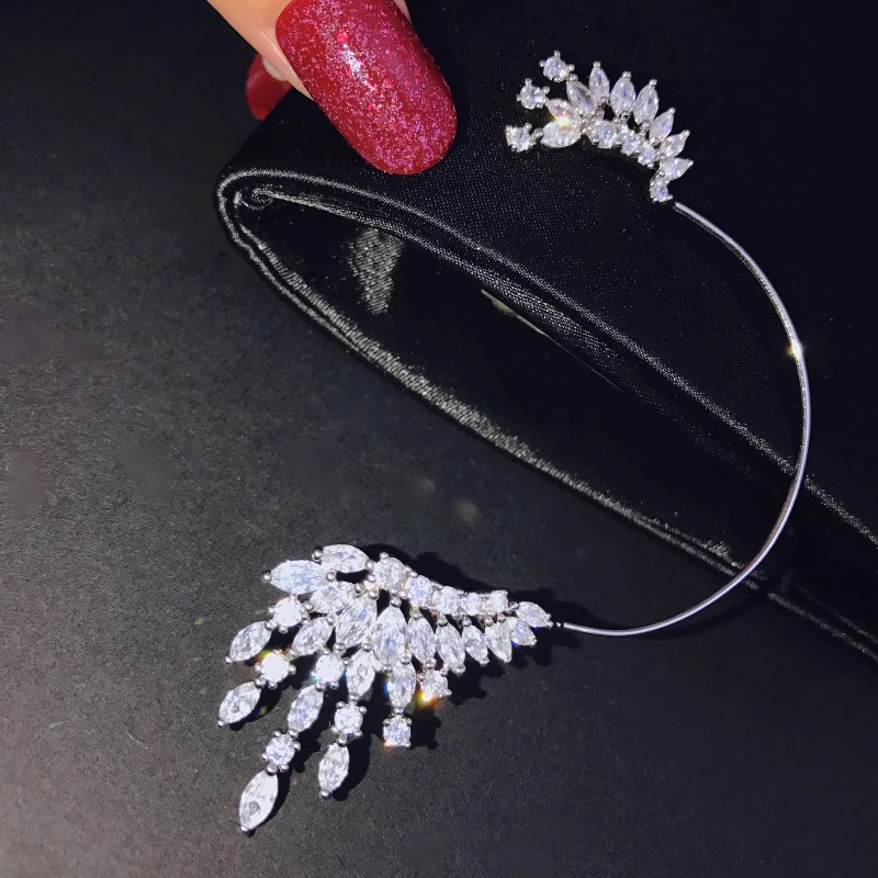 Новые роскошные блестящие серьги-клипсы с кубическим цирконием AAA для женщин, модные Универсальные ювелирные аксессуары для свадебной вечеринки, подарки, CEL147 - Окраска металла: Left Earrings