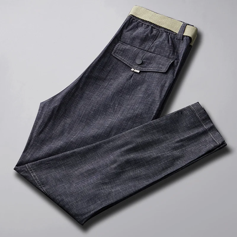 

Baggy Jeans Fashion Men Solid Blue Denim Autumn Thin Loose Pencil Pants